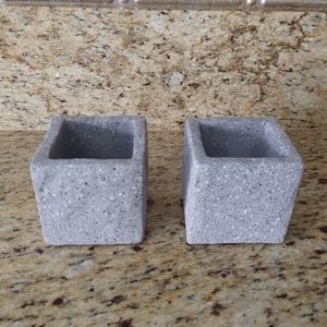 New Bright Ideas Pair or Stone Look Ceramic Like Containers